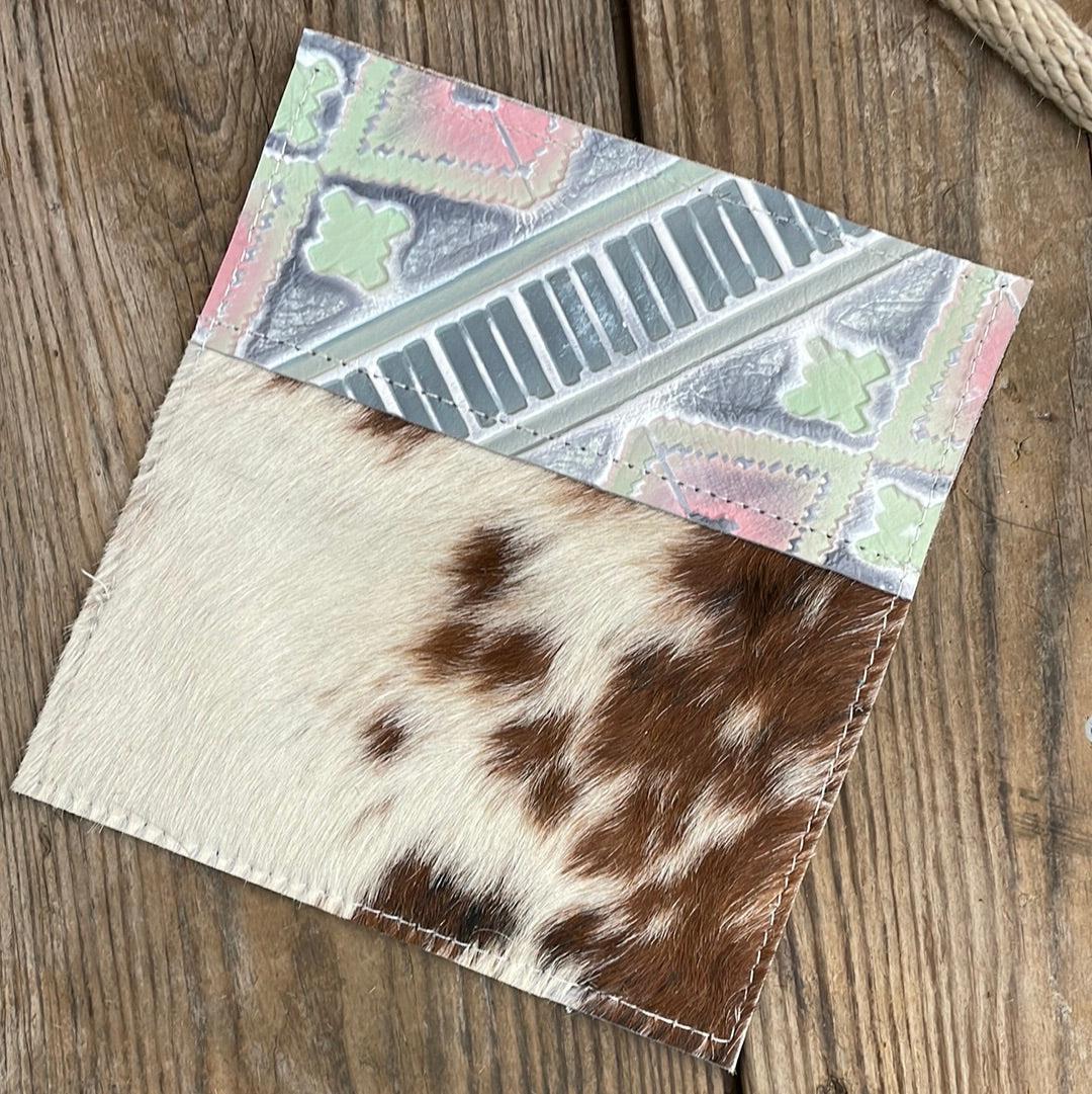 Checkbook Cover - Tricolor w/ Watermelon Wine-Checkbook Cover-Western-Cowhide-Bags-Handmade-Products-Gifts-Dancing Cactus Designs