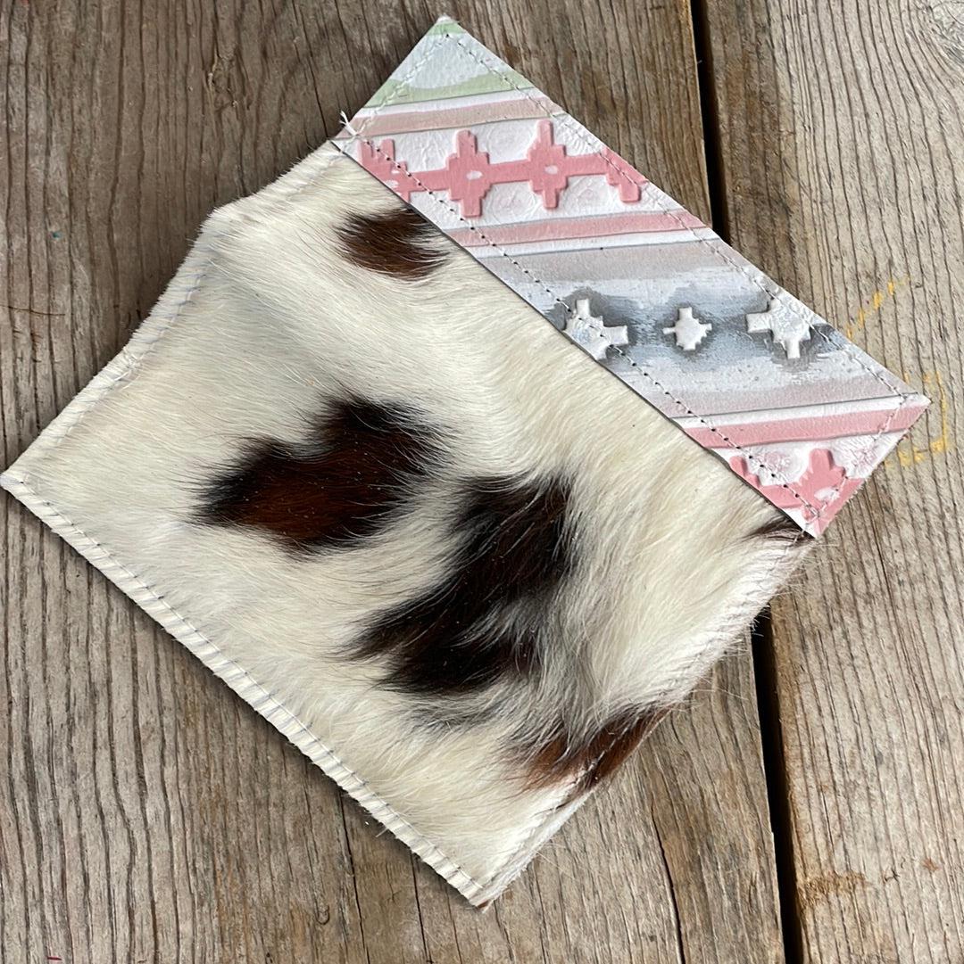Checkbook Cover - Tricolor w/ Watermelon Wine-Checkbook Cover-Western-Cowhide-Bags-Handmade-Products-Gifts-Dancing Cactus Designs