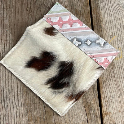 Checkbook Cover - Tricolor w/ Watermelon Wine-Checkbook Cover-Western-Cowhide-Bags-Handmade-Products-Gifts-Dancing Cactus Designs