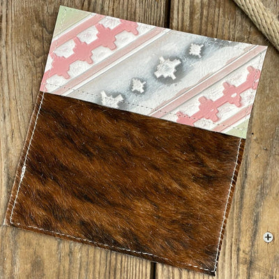 Checkbook Cover - Tricolor w/ Watermelon Wine-Checkbook Cover-Western-Cowhide-Bags-Handmade-Products-Gifts-Dancing Cactus Designs