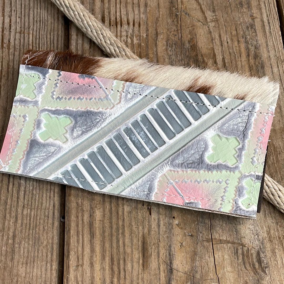 Checkbook Cover - Tricolor w/ Watermelon Wine-Checkbook Cover-Western-Cowhide-Bags-Handmade-Products-Gifts-Dancing Cactus Designs