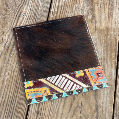 Checkbook Cover - Tricolor w/ Western Sunset-Checkbook Cover-Western-Cowhide-Bags-Handmade-Products-Gifts-Dancing Cactus Designs