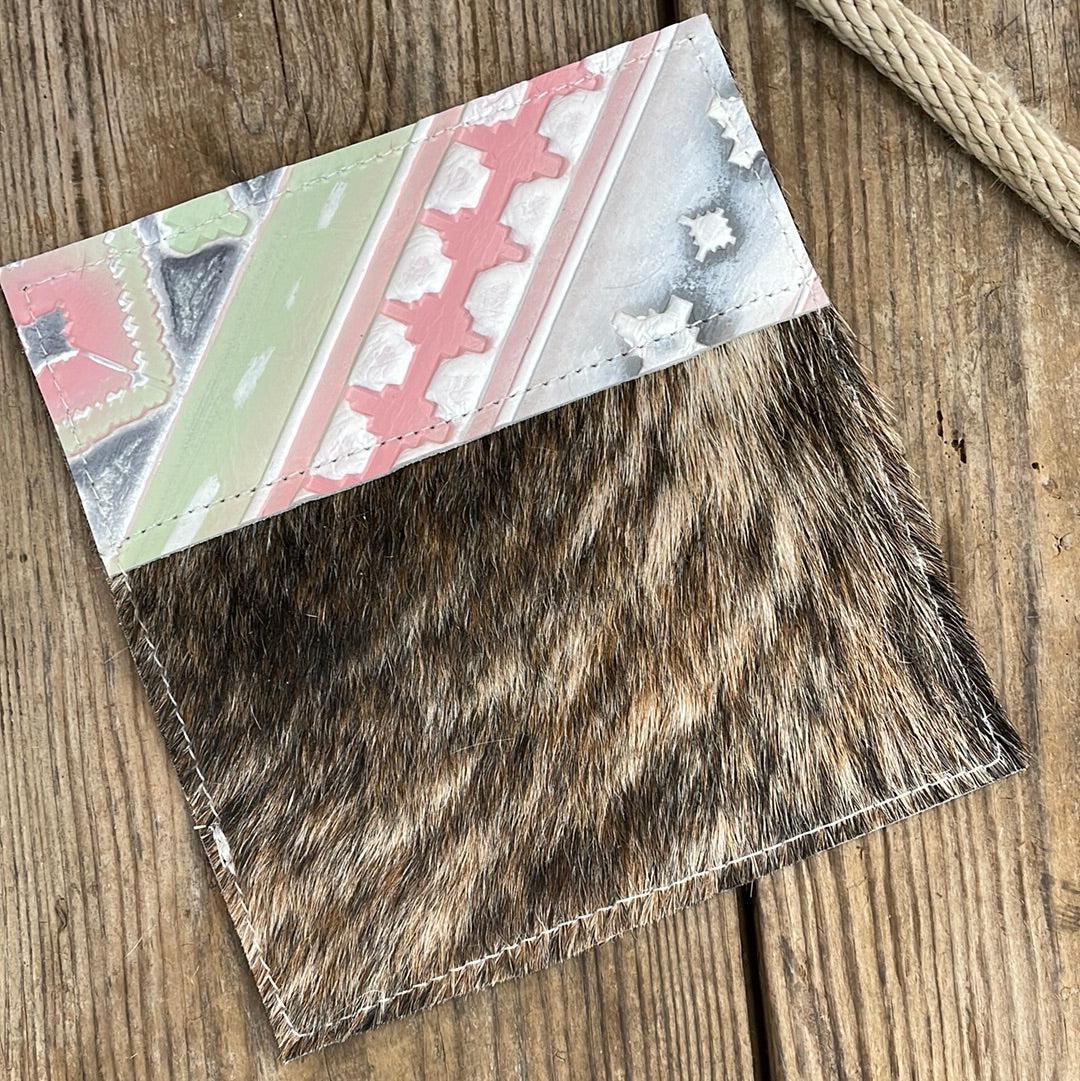 Checkbook Cover - Unicorn Hide w/ Watermelon Wine-Checkbook Cover-Western-Cowhide-Bags-Handmade-Products-Gifts-Dancing Cactus Designs