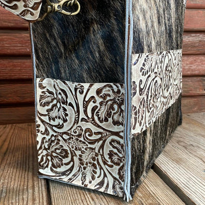 Clerk - Brindle w/ Ivory Tool-Clerk-Western-Cowhide-Bags-Handmade-Products-Gifts-Dancing Cactus Designs