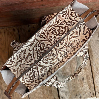 Clerk - Brindle w/ Ivory Tool-Clerk-Western-Cowhide-Bags-Handmade-Products-Gifts-Dancing Cactus Designs