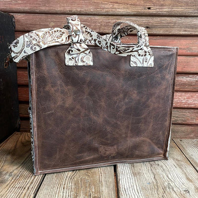 Clerk - Brindle w/ Ivory Tool-Clerk-Western-Cowhide-Bags-Handmade-Products-Gifts-Dancing Cactus Designs