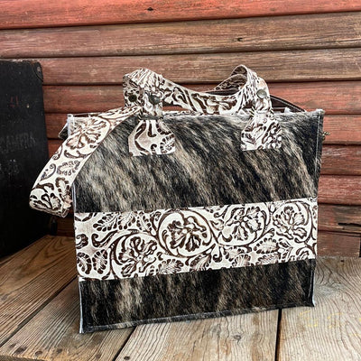 Clerk - Brindle w/ Ivory Tool-Clerk-Western-Cowhide-Bags-Handmade-Products-Gifts-Dancing Cactus Designs