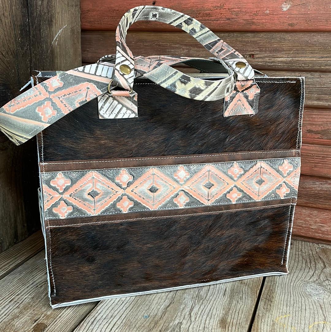 Clerk - Dark Brindle w/ Adobe Navajo-Clerk-Western-Cowhide-Bags-Handmade-Products-Gifts-Dancing Cactus Designs