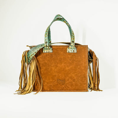 Clerk - Longhorn w/ Turquoise Croc-Clerk-Western-Cowhide-Bags-Handmade-Products-Gifts-Dancing Cactus Designs