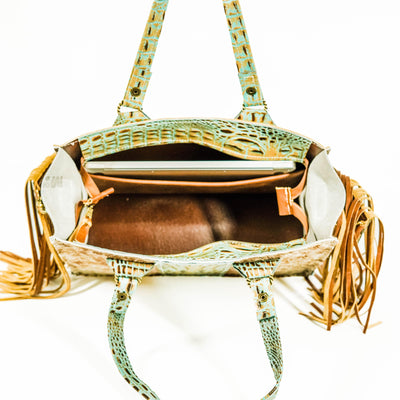 Clerk - Longhorn w/ Turquoise Croc-Clerk-Western-Cowhide-Bags-Handmade-Products-Gifts-Dancing Cactus Designs