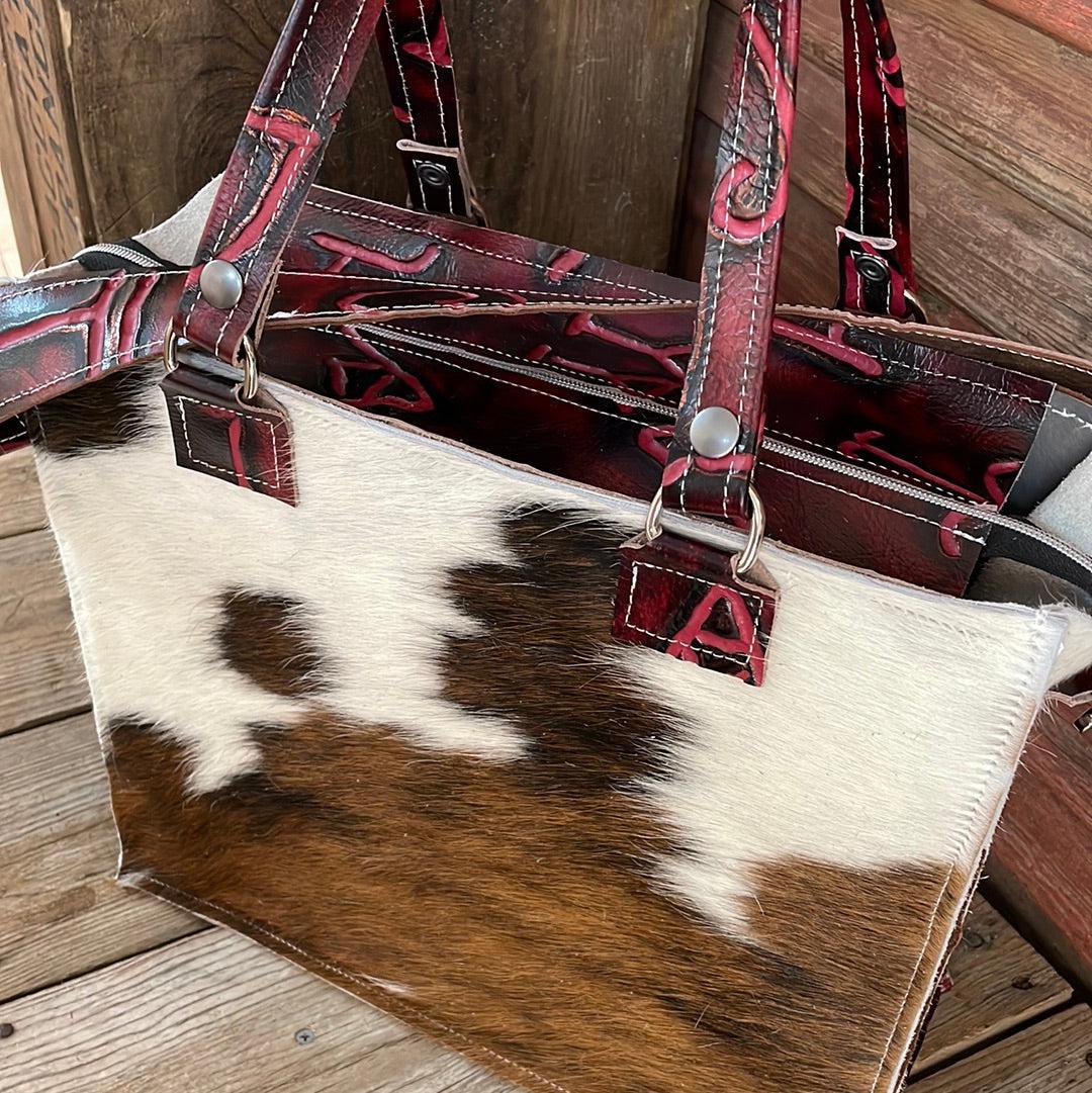 Clerk - Tricolor w/ Red Brands-Clerk-Western-Cowhide-Bags-Handmade-Products-Gifts-Dancing Cactus Designs
