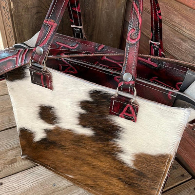 Clerk - Tricolor w/ Red Brands-Clerk-Western-Cowhide-Bags-Handmade-Products-Gifts-Dancing Cactus Designs