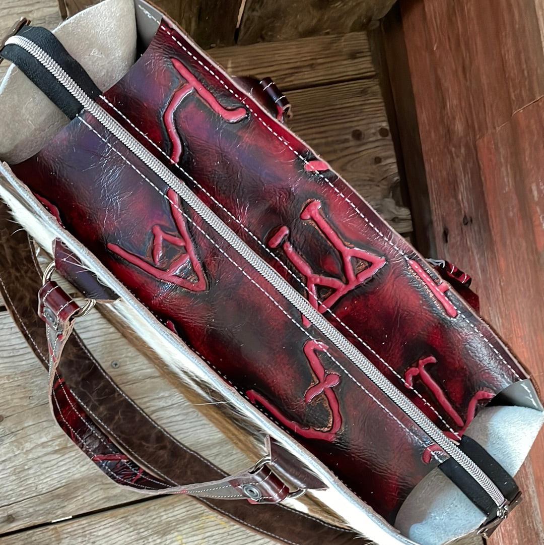 Clerk - Tricolor w/ Red Brands-Clerk-Western-Cowhide-Bags-Handmade-Products-Gifts-Dancing Cactus Designs