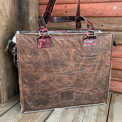 Clerk - Tricolor w/ Red Brands-Clerk-Western-Cowhide-Bags-Handmade-Products-Gifts-Dancing Cactus Designs