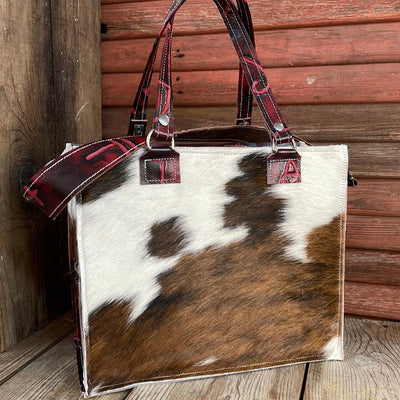 Clerk - Tricolor w/ Red Brands-Clerk-Western-Cowhide-Bags-Handmade-Products-Gifts-Dancing Cactus Designs