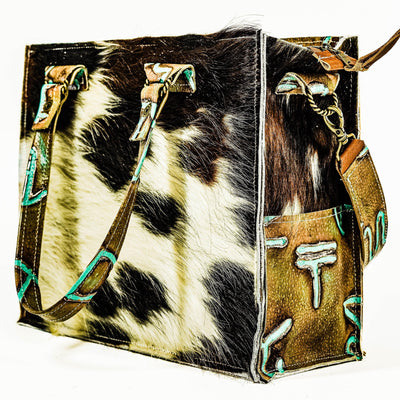 Clerk - Tricolor w/ Turquoise Brands-Clerk-Western-Cowhide-Bags-Handmade-Products-Gifts-Dancing Cactus Designs