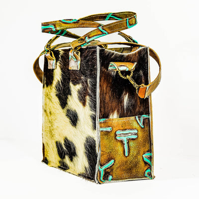 Clerk - Tricolor w/ Turquoise Brands-Clerk-Western-Cowhide-Bags-Handmade-Products-Gifts-Dancing Cactus Designs