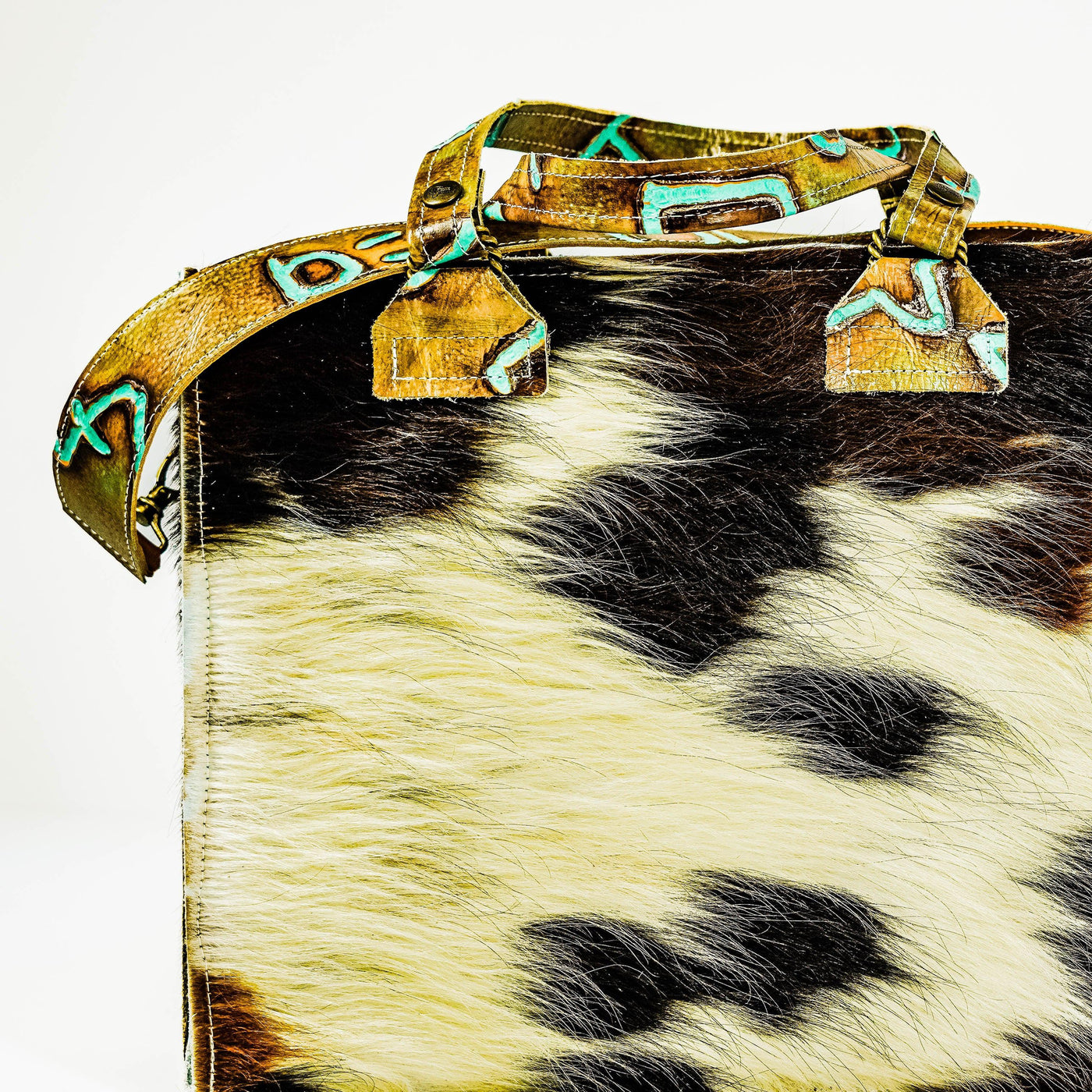 Clerk - Tricolor w/ Turquoise Brands-Clerk-Western-Cowhide-Bags-Handmade-Products-Gifts-Dancing Cactus Designs