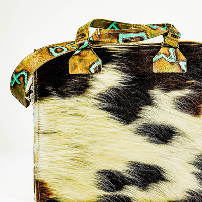 Clerk - Tricolor w/ Turquoise Brands-Clerk-Western-Cowhide-Bags-Handmade-Products-Gifts-Dancing Cactus Designs