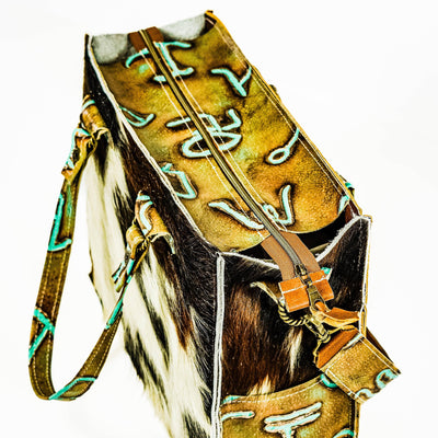 Clerk - Tricolor w/ Turquoise Brands-Clerk-Western-Cowhide-Bags-Handmade-Products-Gifts-Dancing Cactus Designs