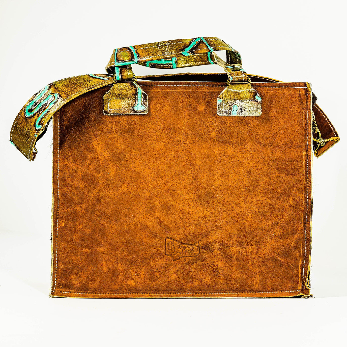 Clerk - Tricolor w/ Turquoise Brands-Clerk-Western-Cowhide-Bags-Handmade-Products-Gifts-Dancing Cactus Designs