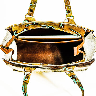 Clerk - Tricolor w/ Turquoise Brands-Clerk-Western-Cowhide-Bags-Handmade-Products-Gifts-Dancing Cactus Designs