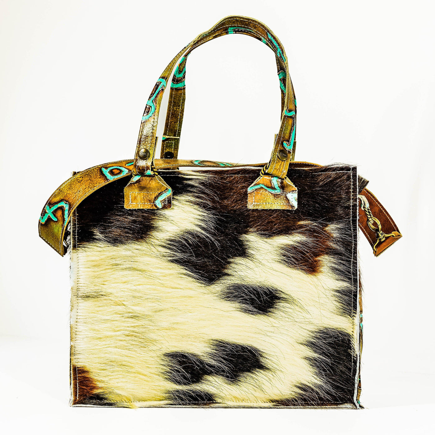 Clerk - Tricolor w/ Turquoise Brands-Clerk-Western-Cowhide-Bags-Handmade-Products-Gifts-Dancing Cactus Designs