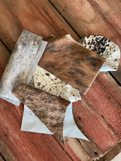 Cowhide Scraps - 1 lb. box-Western-Cowhide-Bags-Handmade-Products-Gifts-Dancing Cactus Designs