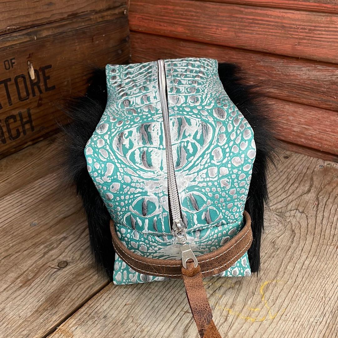 Dutton - Black w/ Turquoise Sand Croc-Dutton-Western-Cowhide-Bags-Handmade-Products-Gifts-Dancing Cactus Designs