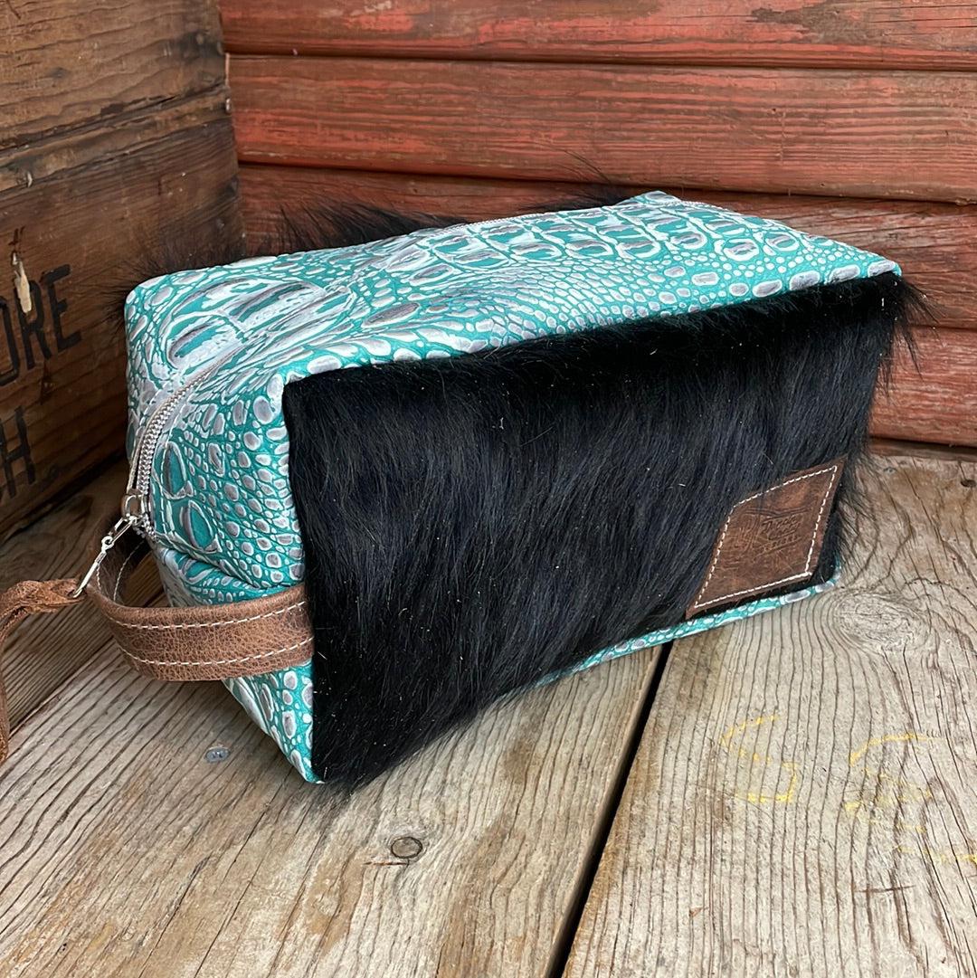Dutton - Black w/ Turquoise Sand Croc-Dutton-Western-Cowhide-Bags-Handmade-Products-Gifts-Dancing Cactus Designs