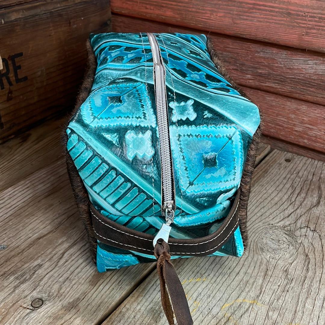 Dutton - Brindle w/ Turquoise Matrix-Dutton-Western-Cowhide-Bags-Handmade-Products-Gifts-Dancing Cactus Designs