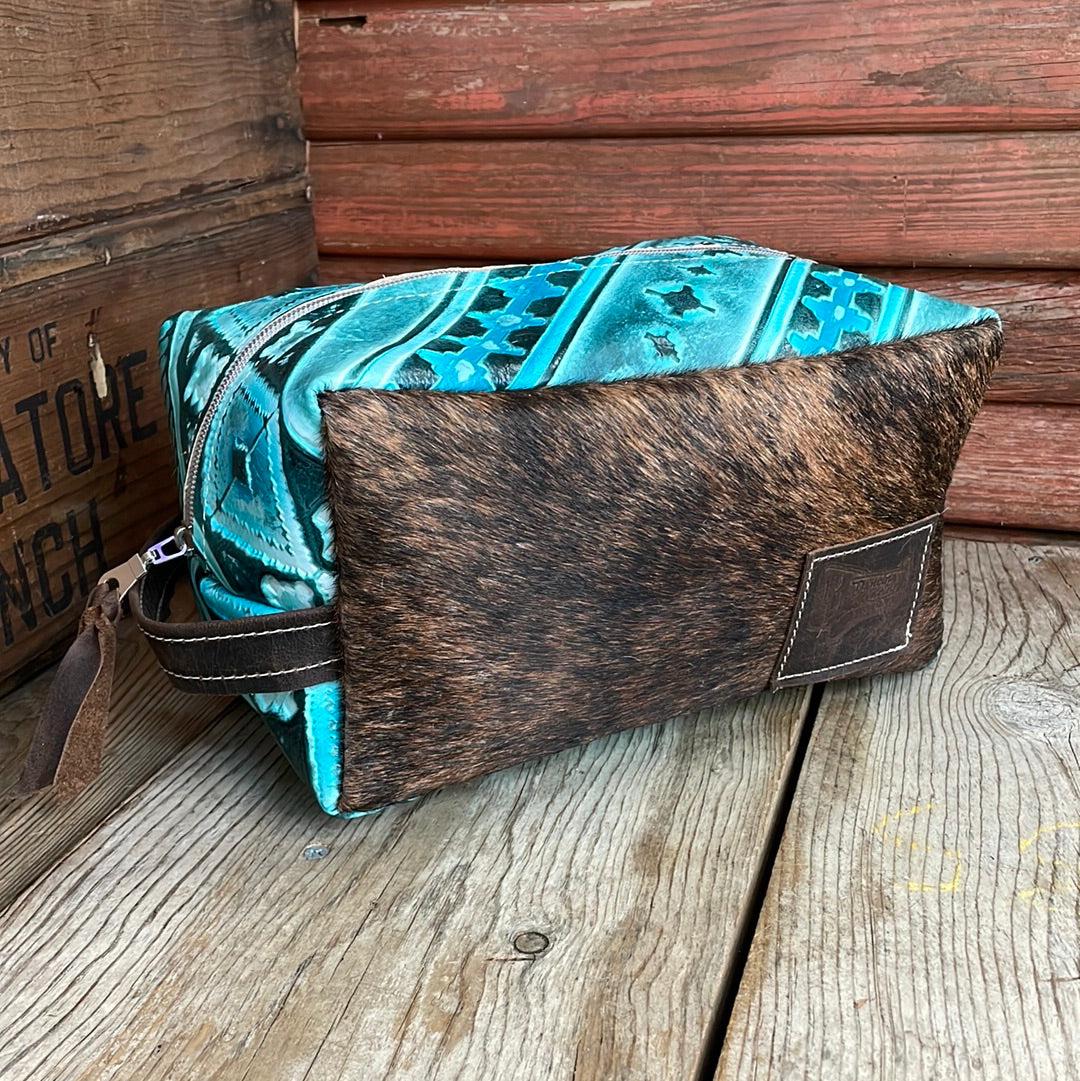 Dutton - Brindle w/ Turquoise Matrix-Dutton-Western-Cowhide-Bags-Handmade-Products-Gifts-Dancing Cactus Designs