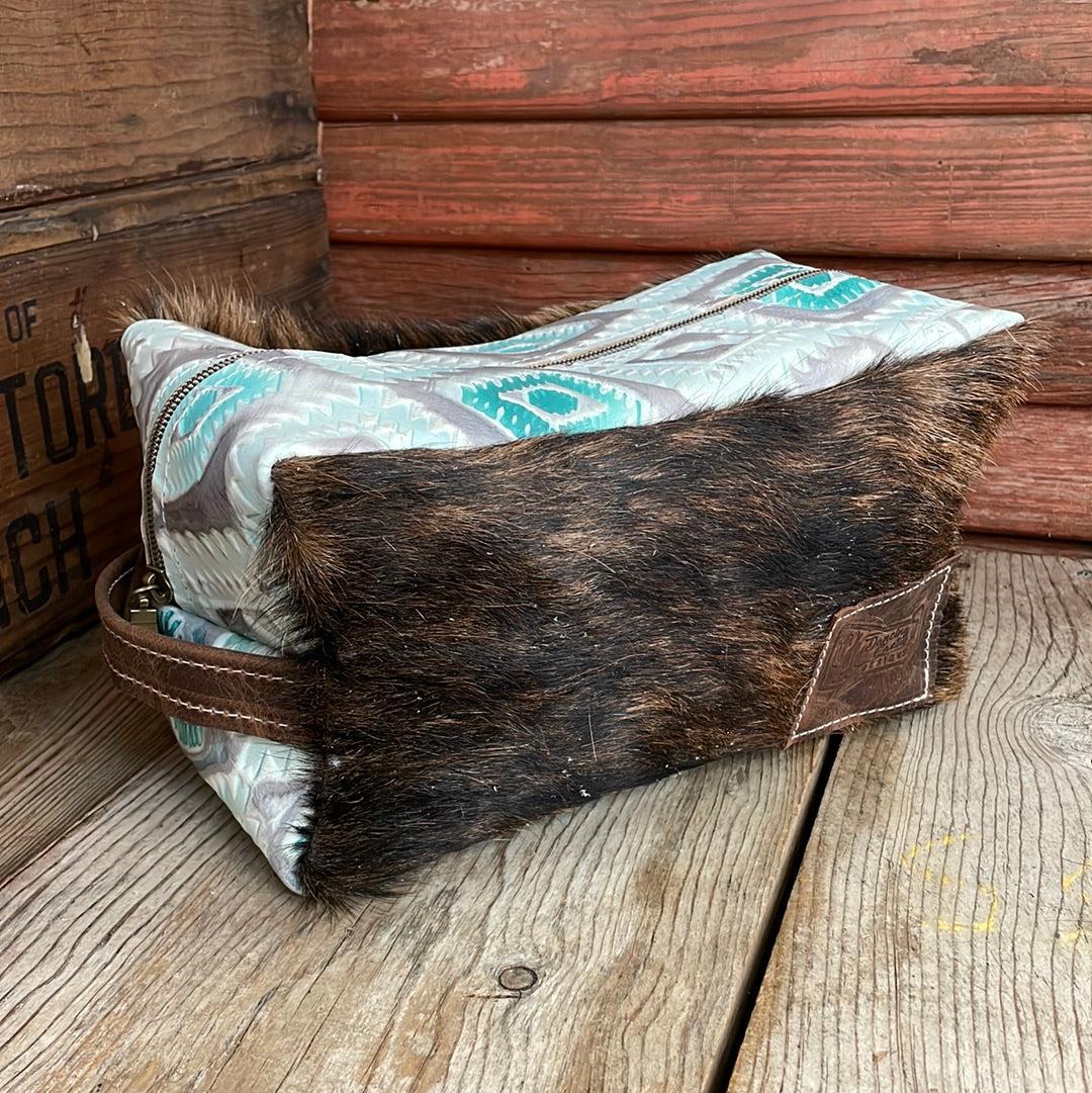 Dutton - Brindle w/ Turquoise Sand Aztec-Dutton-Western-Cowhide-Bags-Handmade-Products-Gifts-Dancing Cactus Designs