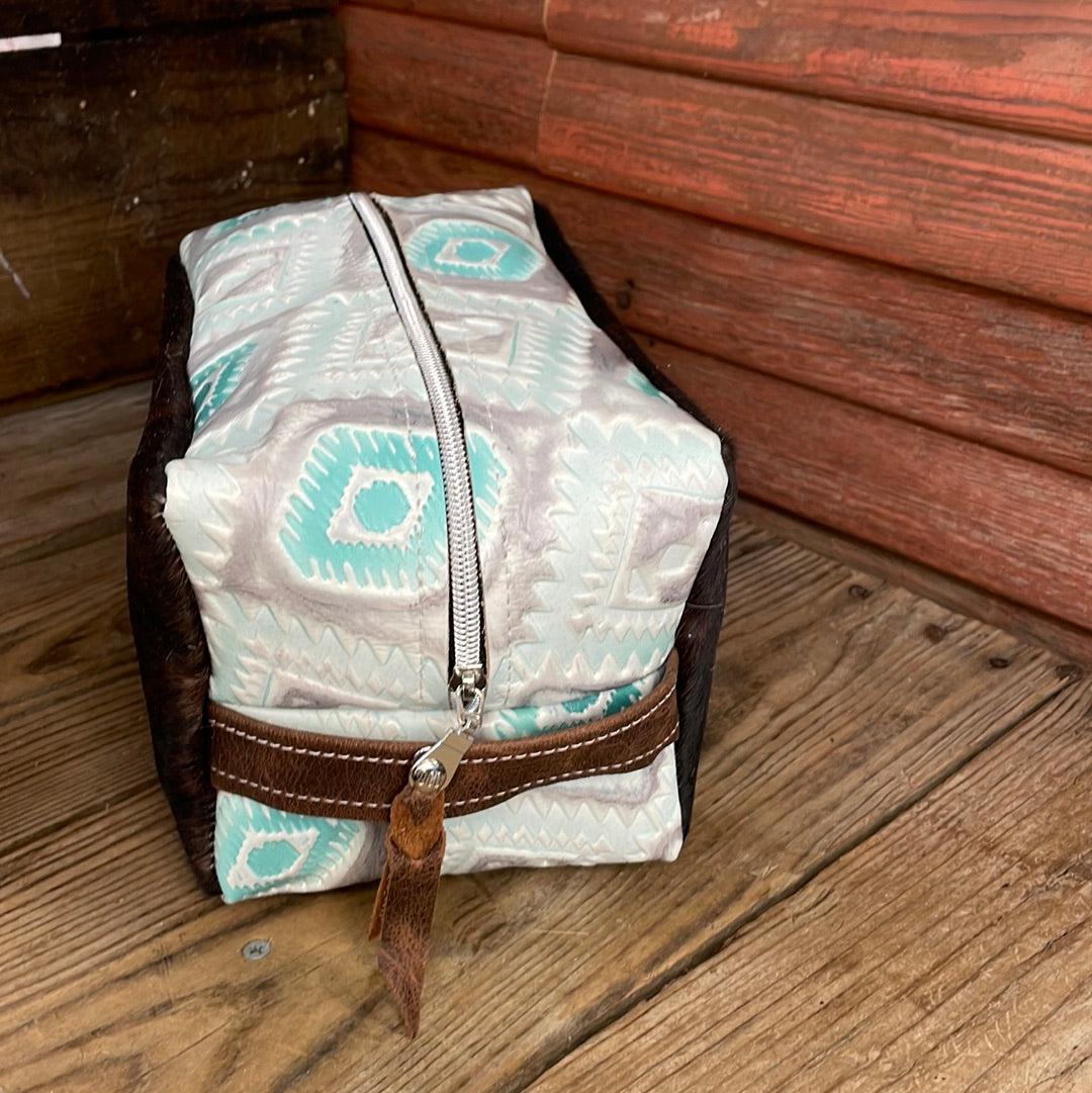 Dutton - Dark Brindle w/ Turquoise Sand Aztec-Dutton-Western-Cowhide-Bags-Handmade-Products-Gifts-Dancing Cactus Designs
