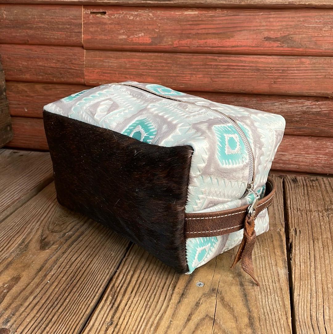 Dutton - Dark Brindle w/ Turquoise Sand Aztec-Dutton-Western-Cowhide-Bags-Handmade-Products-Gifts-Dancing Cactus Designs