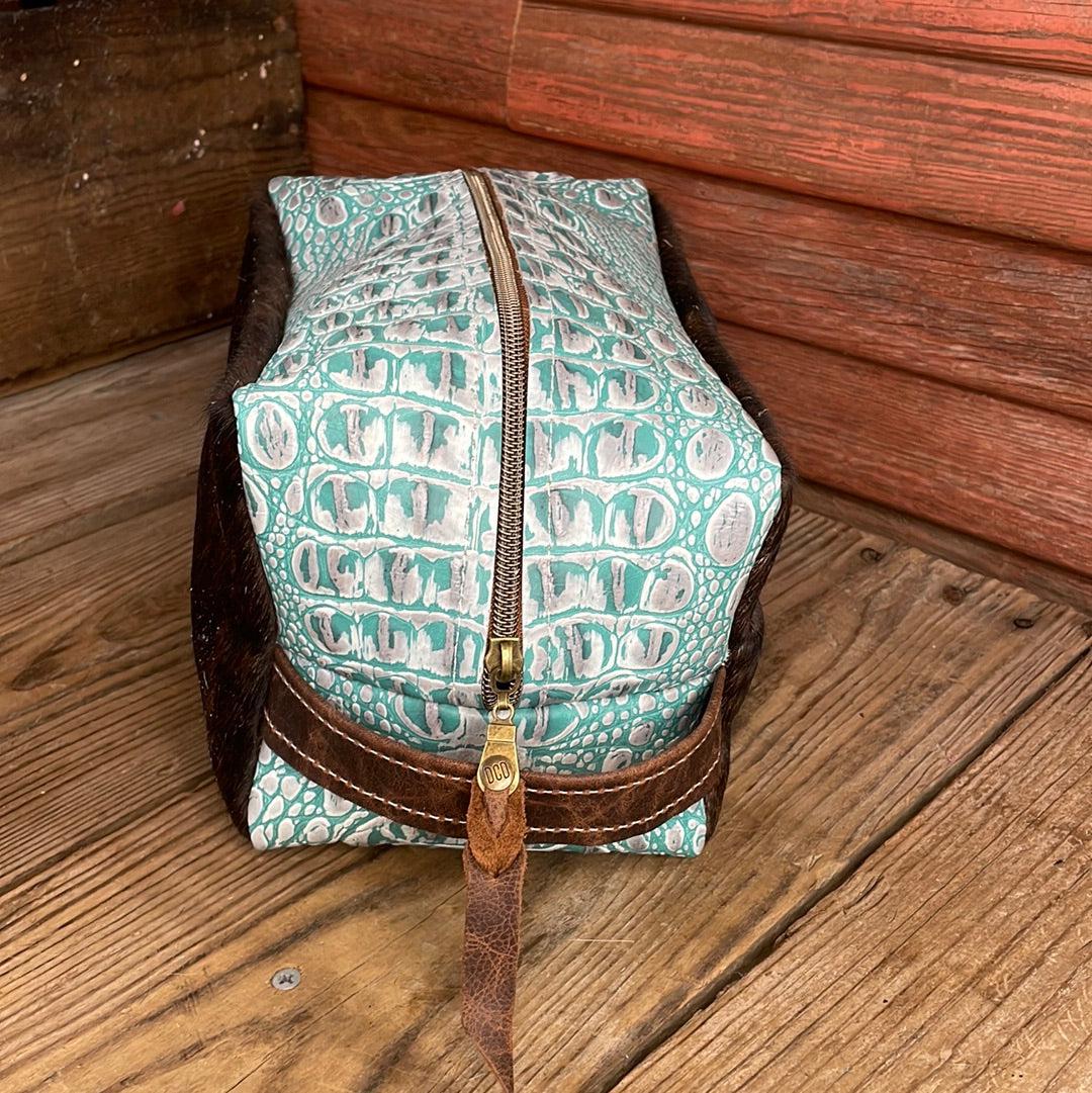 Dutton - Dark Brindle w/ Turquoise Sand Croc-Dutton-Western-Cowhide-Bags-Handmade-Products-Gifts-Dancing Cactus Designs