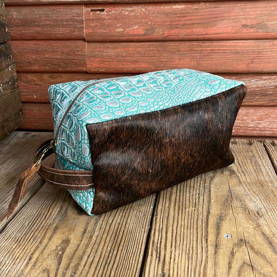Dutton - Dark Brindle w/ Turquoise Sand Croc-Dutton-Western-Cowhide-Bags-Handmade-Products-Gifts-Dancing Cactus Designs