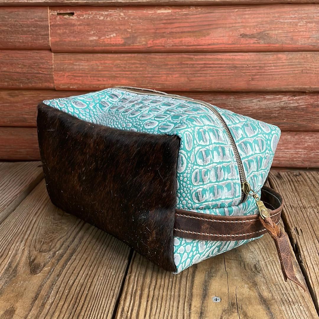 Dutton - Dark Brindle w/ Turquoise Sand Croc-Dutton-Western-Cowhide-Bags-Handmade-Products-Gifts-Dancing Cactus Designs