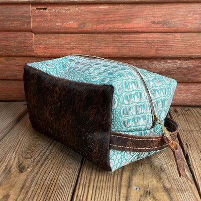 Dutton - Dark Brindle w/ Turquoise Sand Croc-Dutton-Western-Cowhide-Bags-Handmade-Products-Gifts-Dancing Cactus Designs