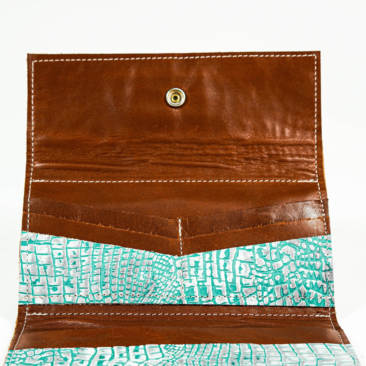 Embossed Leather Kacey Wallets - Caramel Interior-Kacey Wallet-Western-Cowhide-Bags-Handmade-Products-Gifts-Dancing Cactus Designs