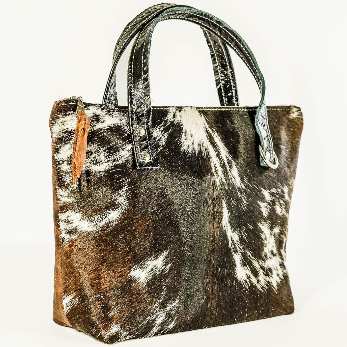 Feed Bag - Dark Longhorn w/ Onyx Aztec-Feed Bag-Western-Cowhide-Bags-Handmade-Products-Gifts-Dancing Cactus Designs
