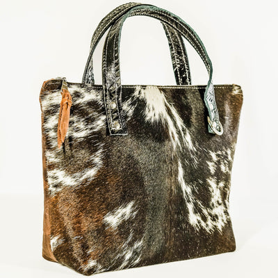 Feed Bag - Dark Longhorn w/ Onyx Aztec-Feed Bag-Western-Cowhide-Bags-Handmade-Products-Gifts-Dancing Cactus Designs
