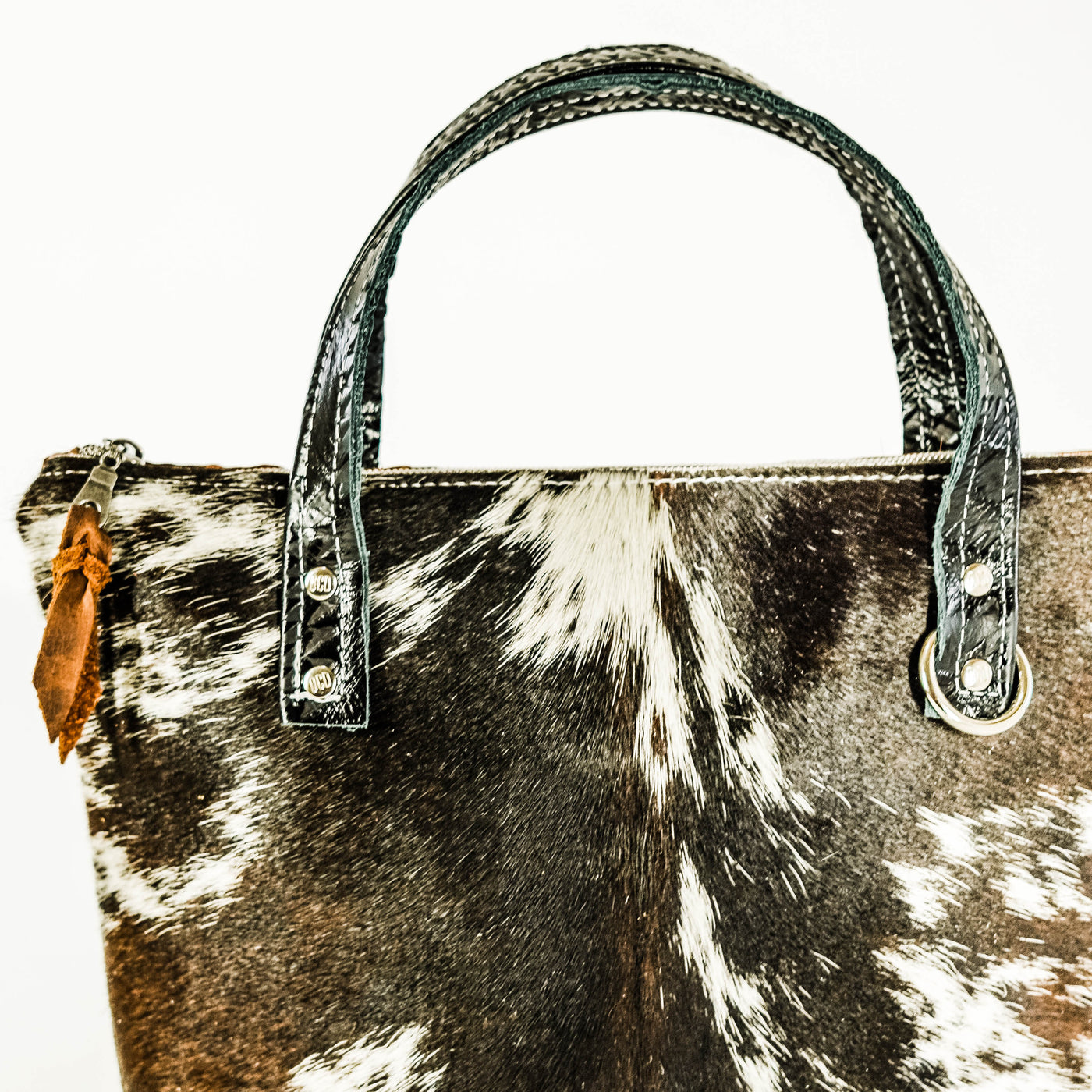 Feed Bag - Dark Longhorn w/ Onyx Aztec-Feed Bag-Western-Cowhide-Bags-Handmade-Products-Gifts-Dancing Cactus Designs