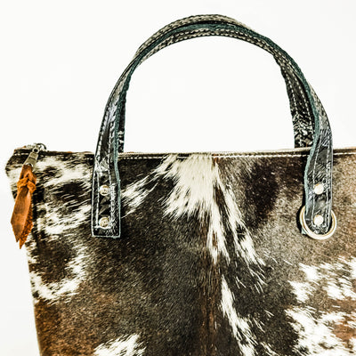 Feed Bag - Dark Longhorn w/ Onyx Aztec-Feed Bag-Western-Cowhide-Bags-Handmade-Products-Gifts-Dancing Cactus Designs