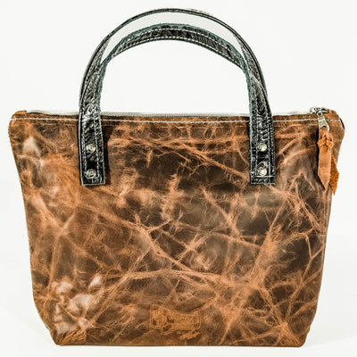 Feed Bag - Dark Longhorn w/ Onyx Aztec-Feed Bag-Western-Cowhide-Bags-Handmade-Products-Gifts-Dancing Cactus Designs