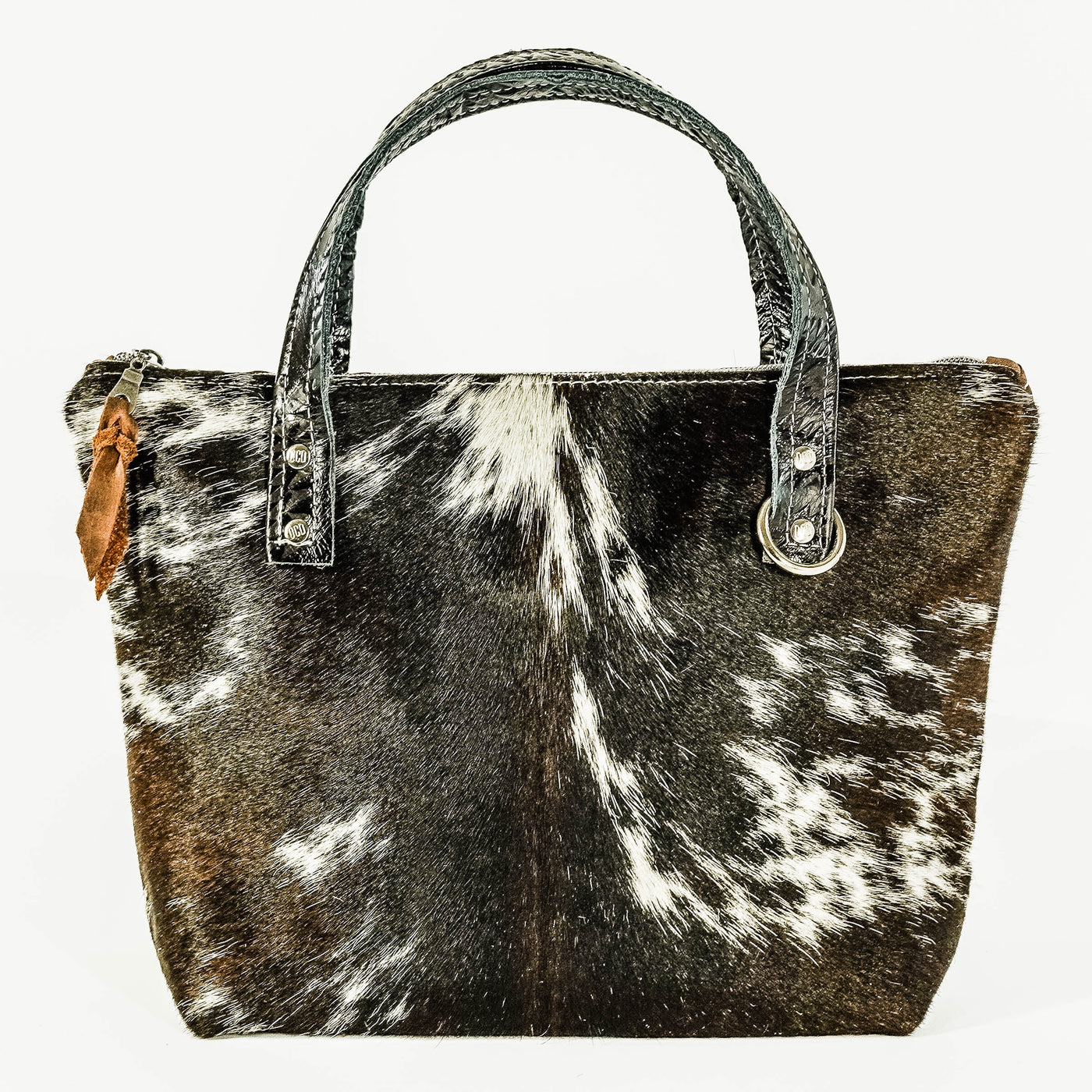 Feed Bag - Dark Longhorn w/ Onyx Aztec-Feed Bag-Western-Cowhide-Bags-Handmade-Products-Gifts-Dancing Cactus Designs