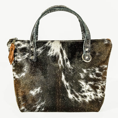Feed Bag - Dark Longhorn w/ Onyx Aztec-Feed Bag-Western-Cowhide-Bags-Handmade-Products-Gifts-Dancing Cactus Designs