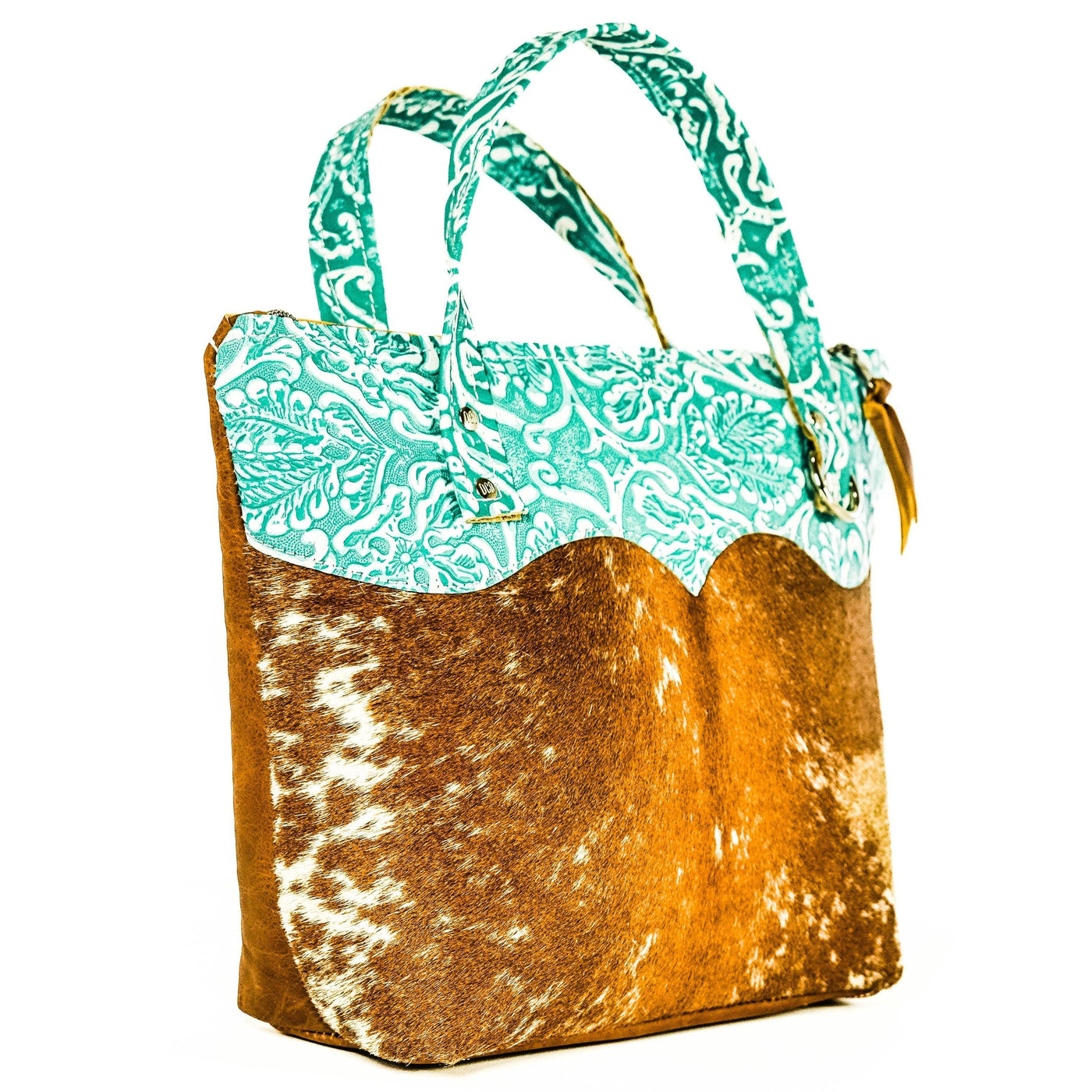 Feed Bag - Longhorn w/ Turquoise Sand Tool-Feed Bag-Western-Cowhide-Bags-Handmade-Products-Gifts-Dancing Cactus Designs