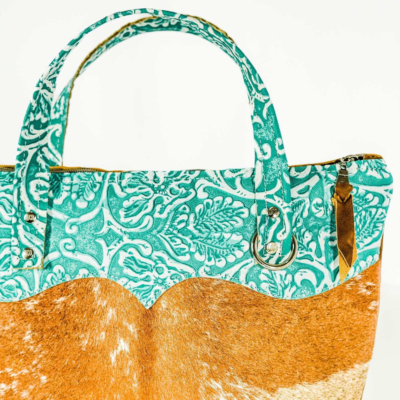 Feed Bag - Longhorn w/ Turquoise Sand Tool-Feed Bag-Western-Cowhide-Bags-Handmade-Products-Gifts-Dancing Cactus Designs