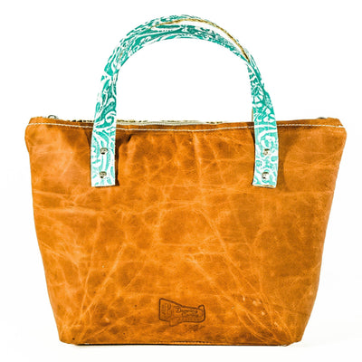 Feed Bag - Longhorn w/ Turquoise Sand Tool-Feed Bag-Western-Cowhide-Bags-Handmade-Products-Gifts-Dancing Cactus Designs